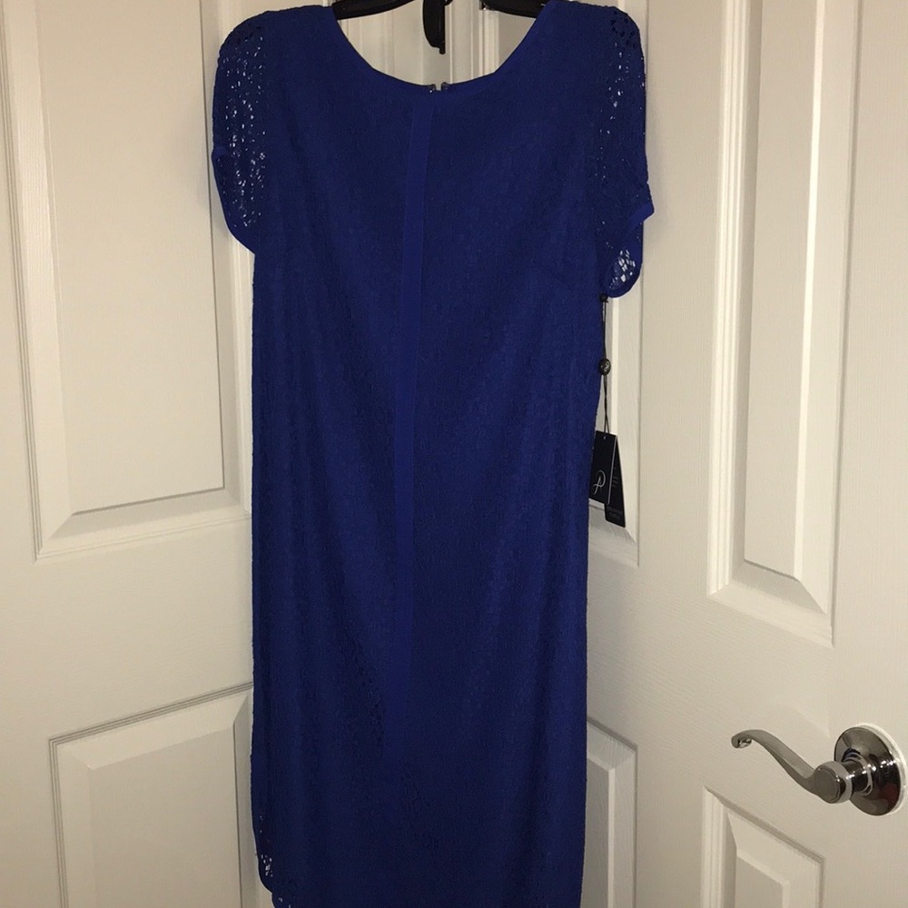 🆕 Adrianna Papell Navy Mini Medallion Lace Dress - Picture 5 of 7